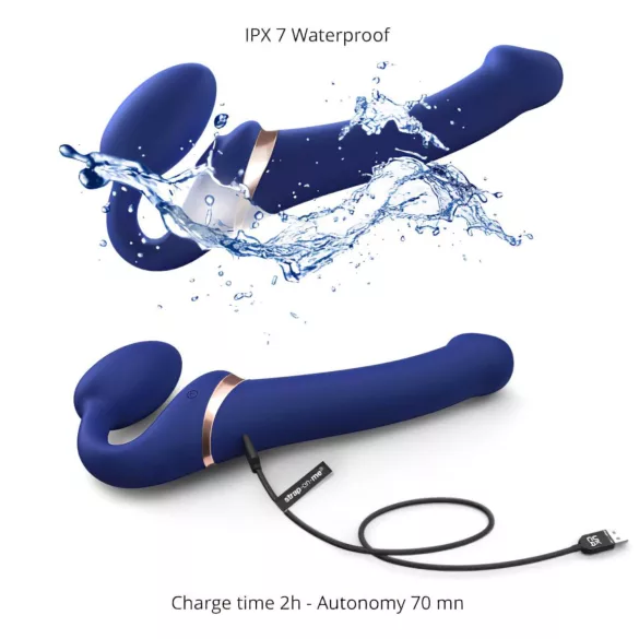 Strap-on-me S - dildo con cintura, vibratore a onde d’aria - (blu)
