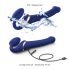 Strap-on-me - Vibratore strap-on con onde d’aria - silicone blu - taglia M