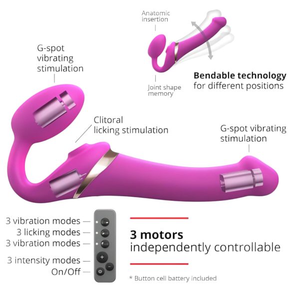 Strap-on-me S - vibratore indossabile con onde d’aria - silicone rosa