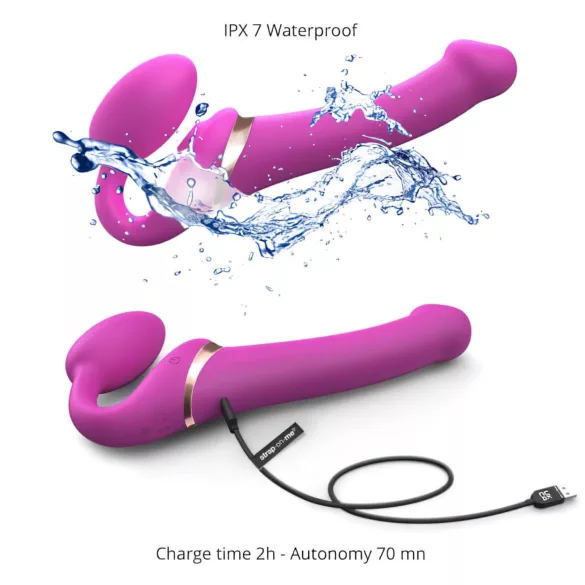 Strap-on-me M - vibratore strap-on ad aria pulsata - silicone rosa