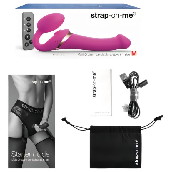 Strap-on-me M - vibratore strap-on ad aria pulsata - silicone rosa