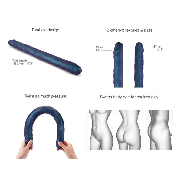 Strap-on-me - dildo doppio - silicone metallizzato blu