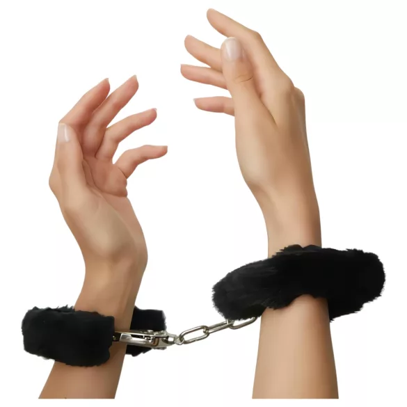 Love to Love - manette peluche morbide - nero