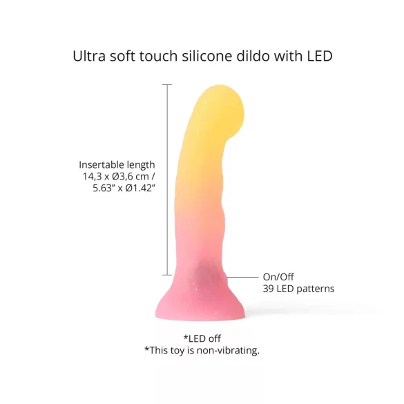 Love to Love Sugar Bomb - dildo in silicone luminoso con LED (rosa-giallo) - 16,9 cm