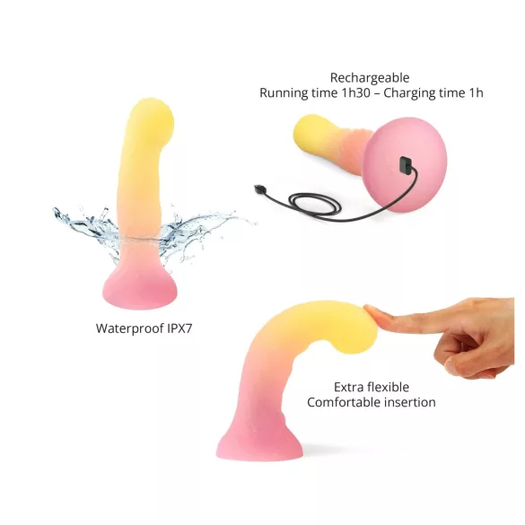 Love to Love Sugar Bomb - dildo in silicone luminoso con LED (rosa-giallo) - 16,9 cm