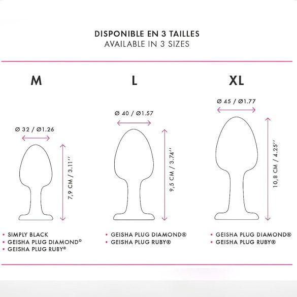 Dorcel - plug anale con pietra rosa - taglia M - nero