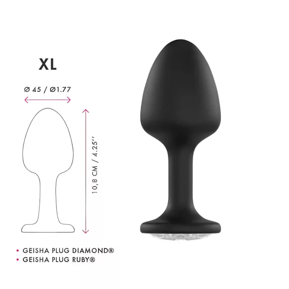 Dorcel Geisha Plug Diamond XL - tappo anale nero con pietra bianca