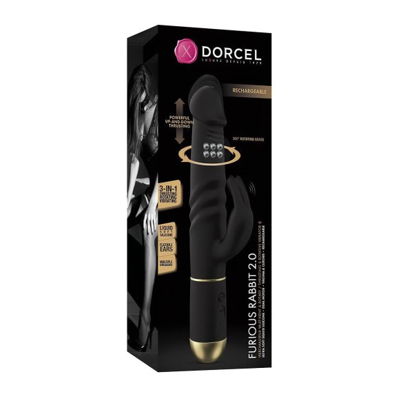 Dorcel - Vibratore rabbit con movimento spinta e stimolatore clitoride - nero