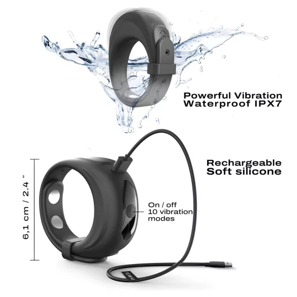 Dorcel - anello fallico vibrante regolabile (nero)