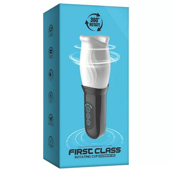 Funny Me First Class - masturbatore rotante bocca artificiale - bianco nero