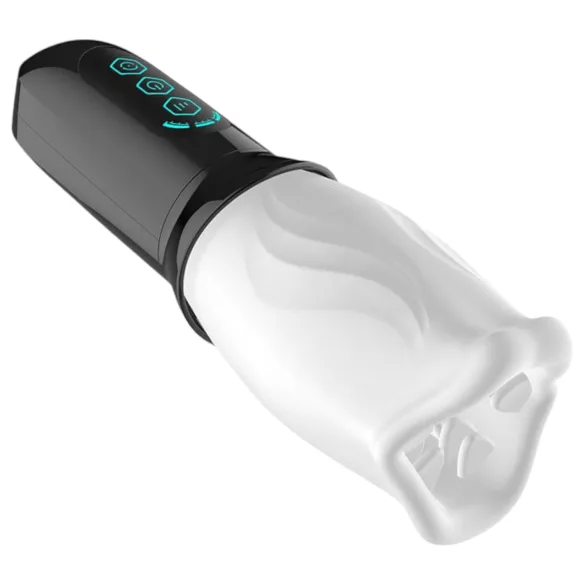 Funny Me First Class - masturbatore rotante bocca artificiale - bianco nero