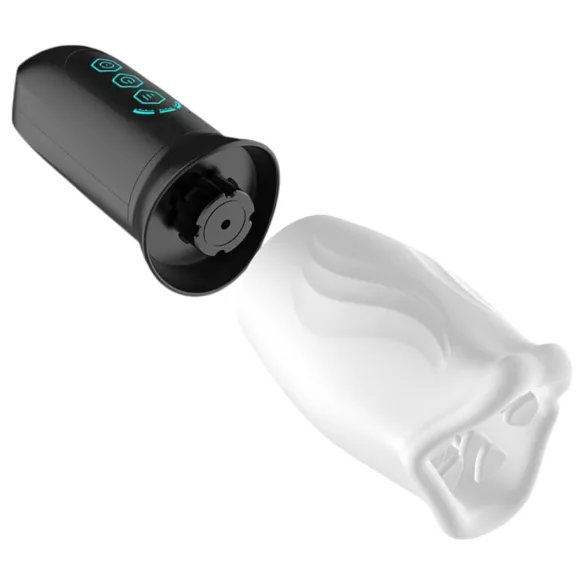 Funny Me First Class - masturbatore rotante bocca artificiale - bianco nero