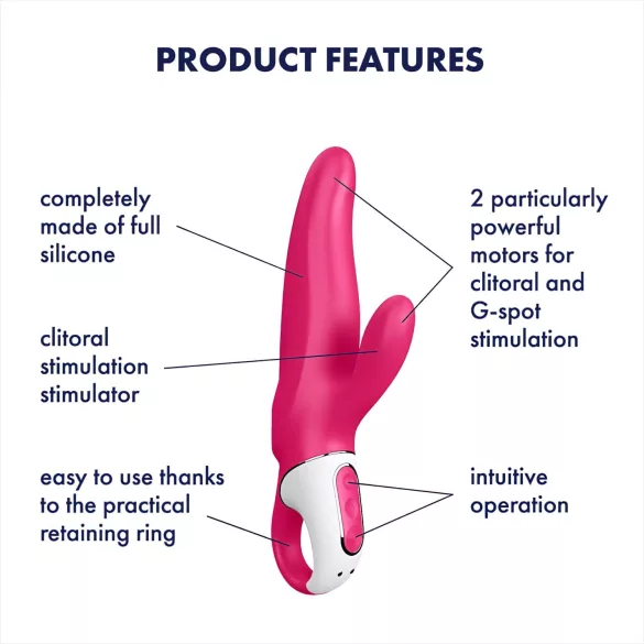 Satisfyer Mr. Rabbit - vibratore impermeabile con stimolatore clitorideo (rosa)