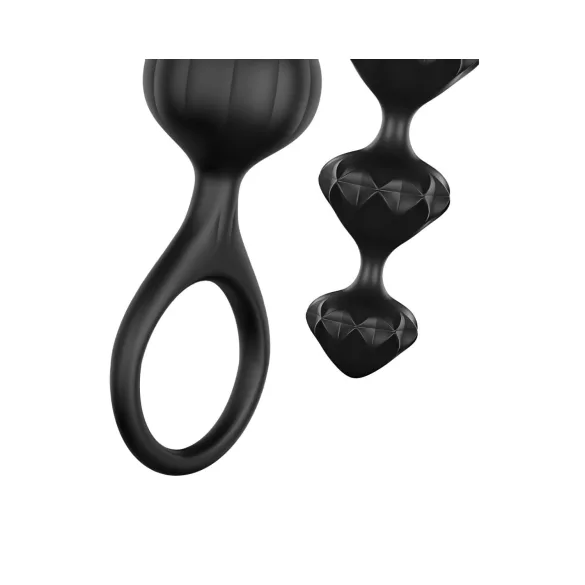 Satisfyer Love Beads - set di dildo anale con perle - silicone nero