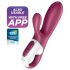 Satisfyer Hot Bunny - vibratore riscaldante con stimolatore clitoride - rosso