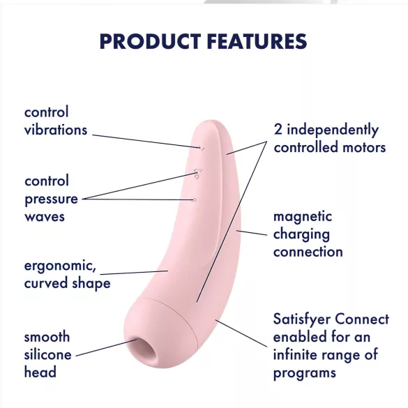Satisfyer Curvy 2+ - stimolatore clitoride onde d’aria smart - rosa