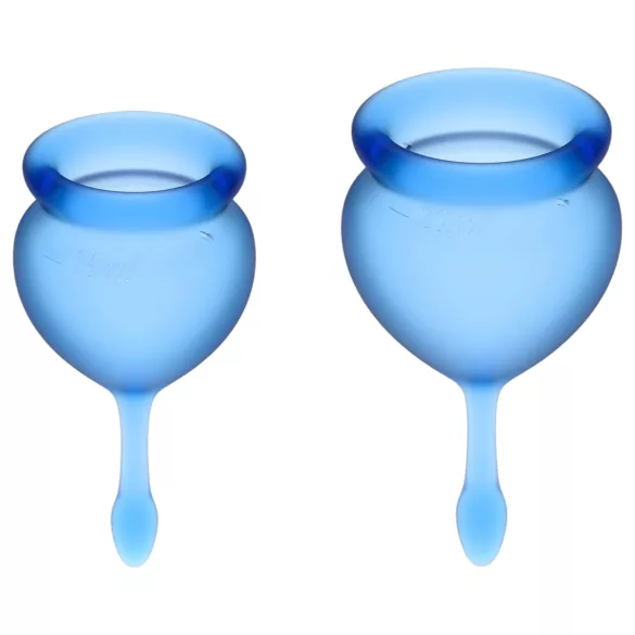 Satisfyer Feel Good - set di coppette mestruali in silicone (blu, 2 pz)