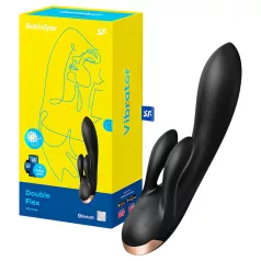   Satisfyer Double Flex - vibratore con braccio clitorideo controllato da app (nero)