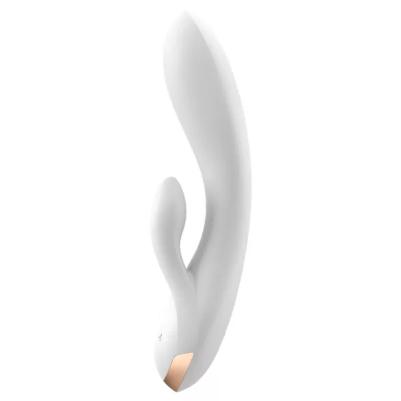 Satisfyer Double Flex - Vibratore con braccio clitorideo controllato tramite app (bianco)