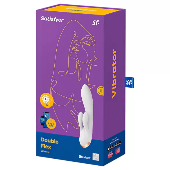 Satisfyer Double Flex - Vibratore con braccio clitorideo controllato tramite app (bianco)