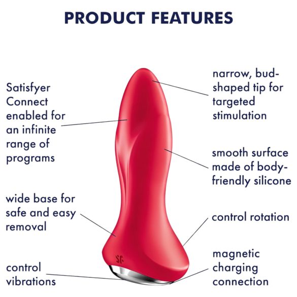 Satisfyer Rotator Plug 1 - vibratore anale perlato - silicone rosso