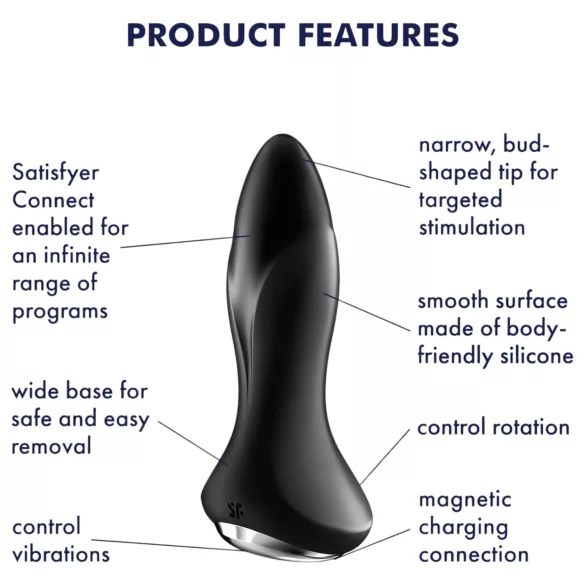 Satisfyer Rotator Plug 1 - plug anale vibrante con perle - silicone nero
