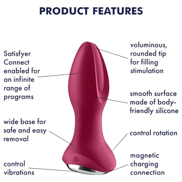 Satisfyer Rotator Plug 2 - vibratore anale rotante ricaricabile con perle