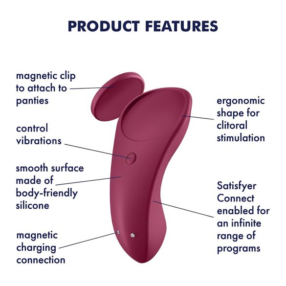 Satisfyer Sexy Secret - vibratore per slip smart impermeabile silicone rosso