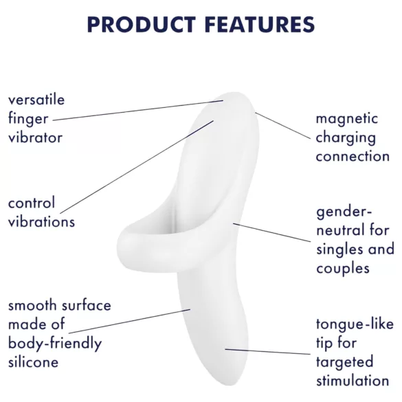 Satisfyer Bold Lover - vibratore da dita ricaricabile impermeabile bianco