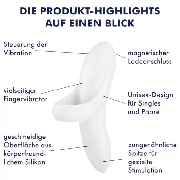 Satisfyer Bold Lover - vibratore da dita ricaricabile impermeabile bianco