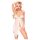 Penthouse - babydoll set sexy - trasparente con rose - bianco