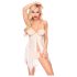 Penthouse - babydoll set sexy - trasparente con rose - bianco