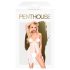 Penthouse - babydoll set sexy - trasparente con rose - bianco - M/L