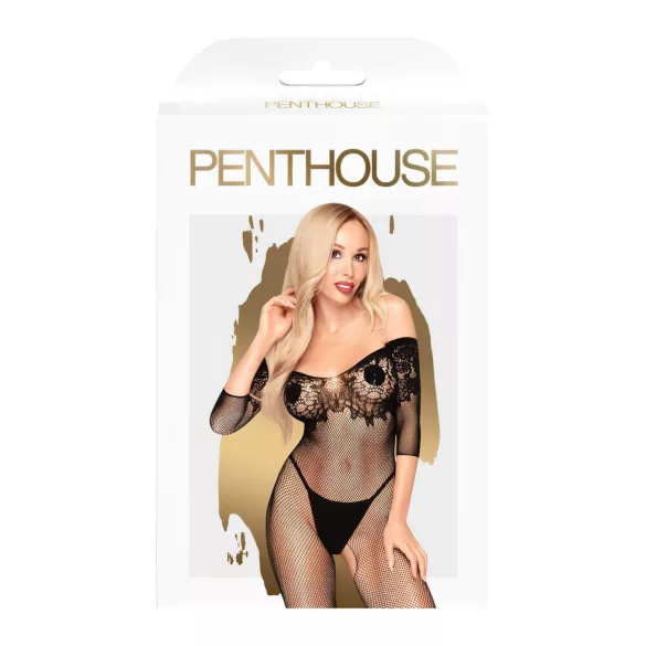 Penthouse High Profil - body a fiori - spalle scoperte - nero - XL