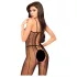 Penthouse - body aperto con rete e strisce - nero - XL