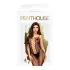 Penthouse - body aperto con rete e strisce - nero - XL