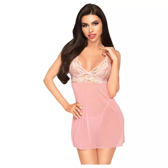 Penthouse - completo lingerie con reggicalze e perizoma - rosa - M/L