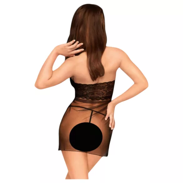 Penthouse - babydoll in pizzo con perizoma - nero
