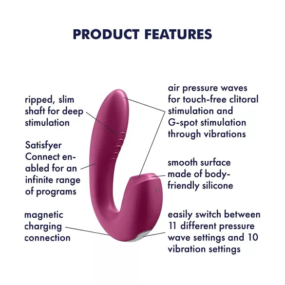 Satisfyer Sunray - vibratore 2in1 onde d’aria ricaricabile - rosso