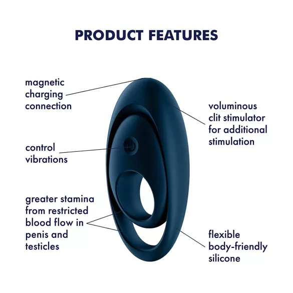 Satisfyer Glorious Duo - anello fallico vibrante - silicone blu
