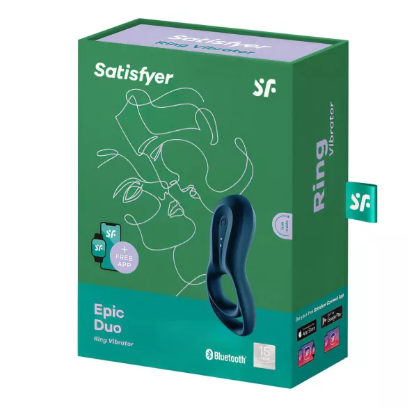 Satisfyer Epic Duo - anello vibrante pene smart - silicone nero