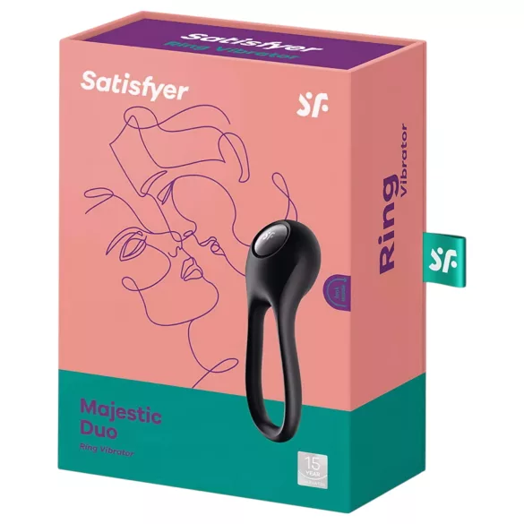 Satisfyer Majestic Duo - anello fallico ricaricabile impermeabile nero