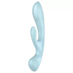   Satisfyer Triple Oh - vibratore ricaricabile con braccio clitorideo - blu