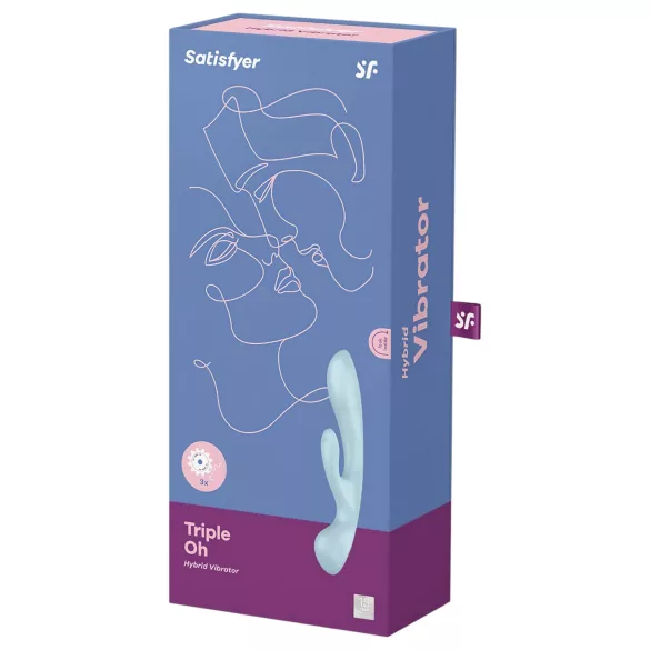 Satisfyer Triple Oh - vibratore ricaricabile con braccio clitorideo - blu