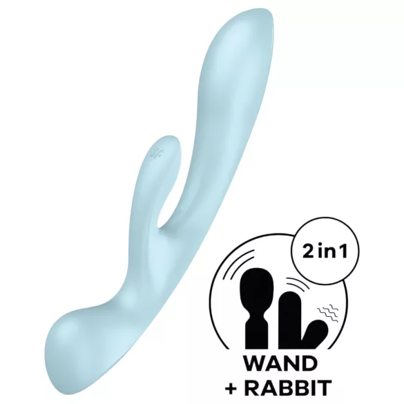 Satisfyer Triple Oh - vibratore ricaricabile con braccio clitorideo - blu