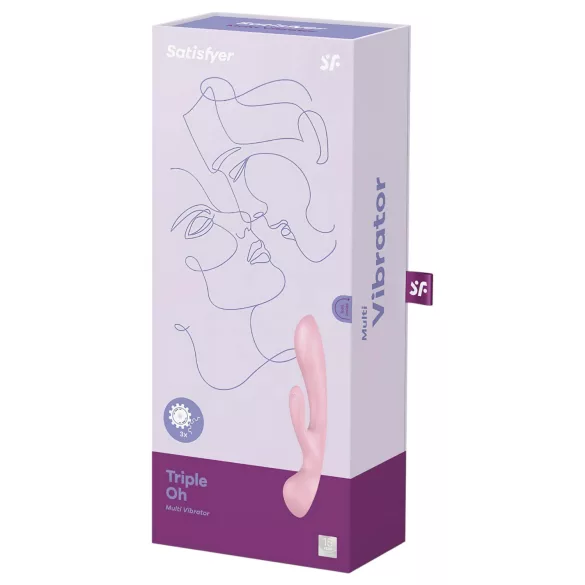Satisfyer Triple Oh - vibratore con braccio clitorideo ricaricabile - rosa