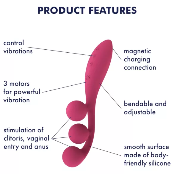 Satisfyer Tri Ball 1 - vibratore multifunzione ricaricabile - rosso
