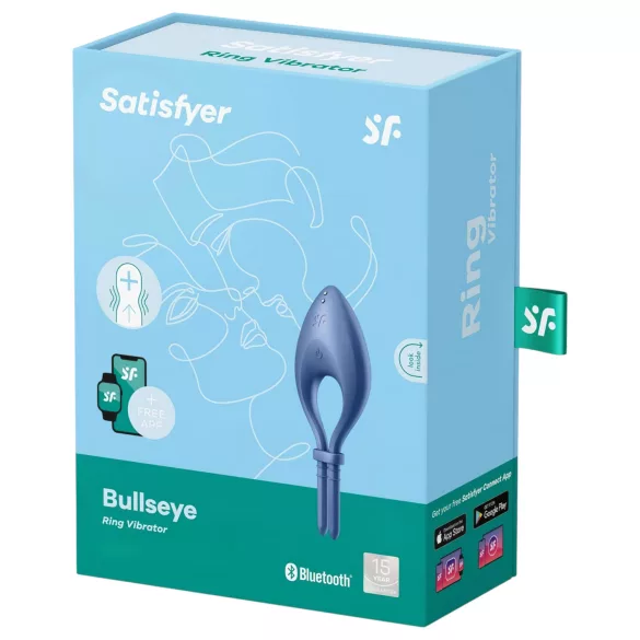 Satisfyer Bullseye - Anello vibrante per il pene con controllo tramite app, per uomini (blu)