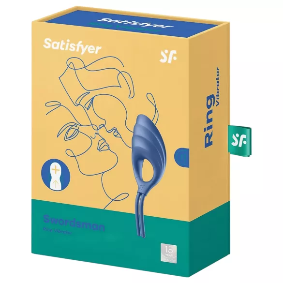 Satisfyer Swordsman - anello vibrante pene ricaricabile - silicone blu