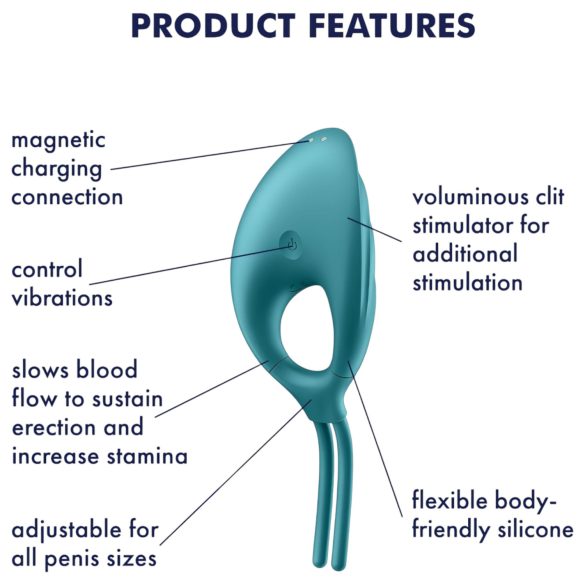 Satisfyer Swordsman - anello fallico vibrante ricaricabile - silicone verde